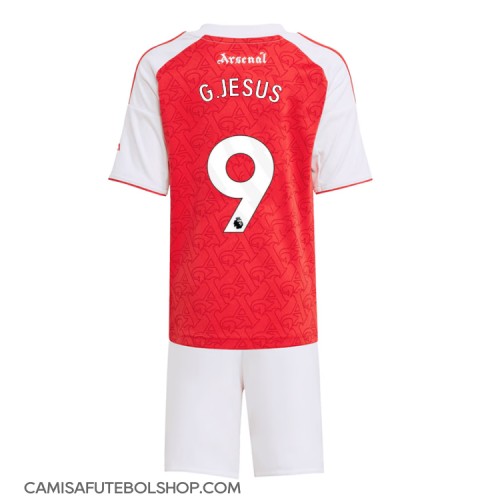 Camisa de time de futebol Arsenal Gabriel Jesus #9 Replicas 1º Equipamento Infantil 2025-26 Manga Curta (+ Calças curtas)